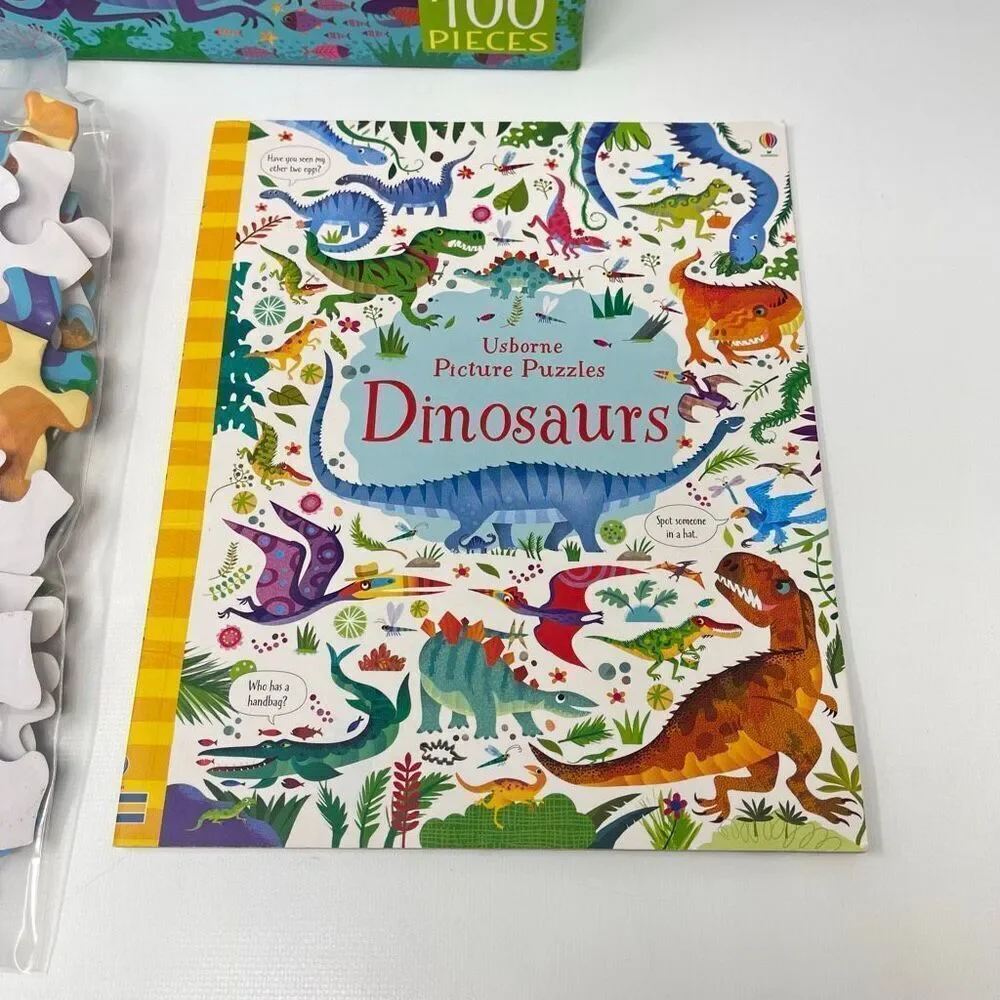 Usborne Book and Jigsaw Puzzle Dinosaurs 100 Pieces 100% Complete Preowned